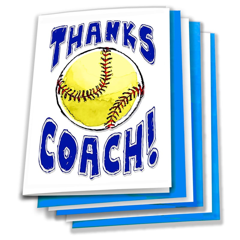Play Strong 3-Pack Thanks Softball Coach You're Awesome (5x7) Greeting Thank You Cards Set Amazing for Softball Players, Teams, Coaches, Family and Fans - Your Coaches Will Love 'Em! - Image 1
